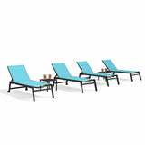 PURPLE LEAF Outdoor Aluminum Chaise Lounge with Wheels and Side Table for Outdoor Backyard Poolside