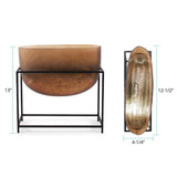 Bronze Euler Wide Mouth Vase with Black Iron Stand- Short