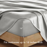 Luxury Satin 6-Piece Sheet Set, Light Grey