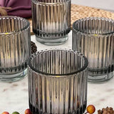 Ribbed Smoke Gray Glass Votive Holders Set of 6