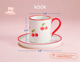 Kook Hand Painted Porcelain Espresso Cup Set, 4-Piece