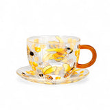 Honey Bee Glass Teacup & Saucer Set, 12 oz