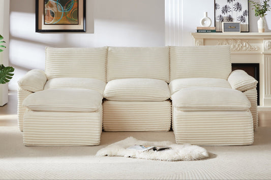 DERVAL 111" 3-Seater Sofa with 2 Ottomans