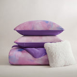 Watercolor Tie Dye Comforter Set with Throw Pillow, Purple