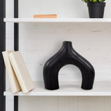 Beltram Black Modern Styled Ceramic Footed Vase