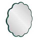 Kushi Round Scalloped Edge Mirror in Glossy Hunter Green