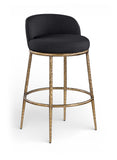 Ferro - Performance Fabric Upholstered Bar Stool - Antique Brass