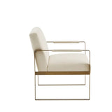 Wholesale Modern Metal Base Lounge Accent Chair, Ivory/Antique Gold