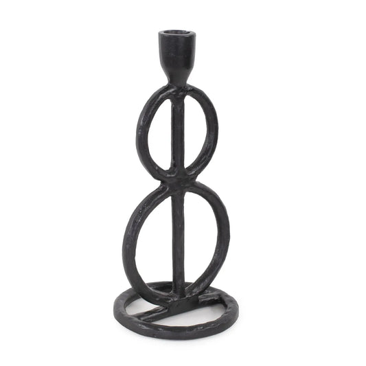 Double Circle Arman Aluminum Candlestick in Black