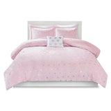 Metallic Hearts 4-Piece Comforter Set, Pink