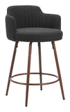 Kono Swivel Counter Stool (Set of 2) Black & Walnut