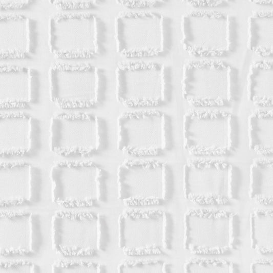 Geometric Tufted Shower Curtain, White