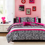 Zebra Damask 4-Piece Comforter Set, Hot Pink