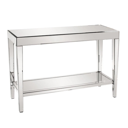 Mirrored Console Table with a Bottom Shelf