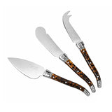 French Home Laguiole 3-Piece Tortoise Shell Cheese Knife Set