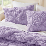 Bowtie Lightweight Puffy Floral Comforter Set, Purple