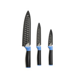 Duo-Grip 3 Piece Kitchen Knife Set With Blade Guards, Blue
