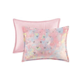 Gold Metallic Printed Plush Comforter Set, Pink