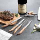 Au Nain Laguiole Set of 4 Steak Knives with Ash Wood Handles