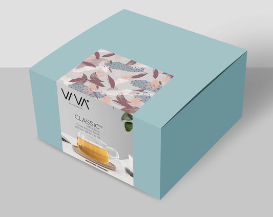 Viva Classic Glass Tea Cup & Bamboo Saucer Set