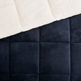 Plush To Sherpa Winter Comforter Set, Navy Blue