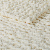 Handmade Chenille Chunky Knit 50x60 Throw, Ivory