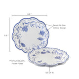 Blue Willow 7 in Paper Plates Set of 16