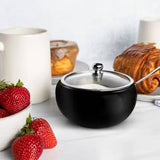 Kook Large Stainless Steel Sugar Bowl, Lid & Spoon