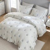 Floral Blossom Embroidered Quilt Mini Set, Blue