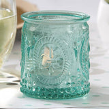 Vintage Blue Glass Tea Light Holders Set of 8