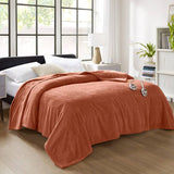 Buttery Soft Feel Faux Feathersoft Heated Blanket, Rust