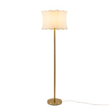 Textured Ceramic Floor Lamp with Scallop-Shaped Shade, Gold