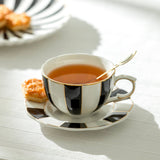 Black & White Scallop Porcelain Tea Cup & Saucer