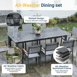 8-Person All-Aluminum Patio Dining Set, Extendable Table