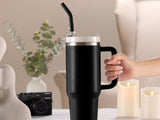 Kook 40 oz Stainless Steel Tumbler, Straw & Handle