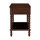 26"H Large Turned Wood Spindle Nightstand, Morocco Brown
