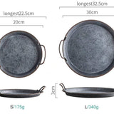 European Retro Metal Serving Plate With Handles
