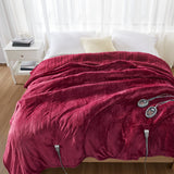 Heated Plush and Berber Electric Bedding Blanket, Red