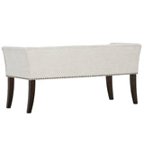 49.5" Low Back Flared Arms Upholstered Bench, Cream