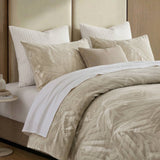 Stone-Washed Leaf Patterned Jacquard Duvet Set, Linen