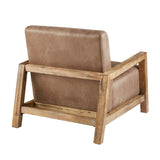 Mid Century Modern Wood Pu Leather Living Room Accent Chair*