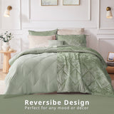 Velvet Quilted Diamond Comforter Set, Green