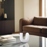 White Abstract Curved Tube Vase Short