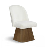 Marlowe - Linen Textured Fabric Upholstered Swivel Dining Side Chair - Stained Brown