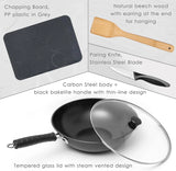 Moss & Stone 5-Piece 12-Inch Carbon Steel Wok Set