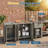 4-in-1 Modular Aluminum Outdoor Kitchen – Sink, Bar+Storage