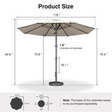 PURPLE LEAF Semi-Auto Outdoor Market Table Umbrella with Heavy-Duty Fabric