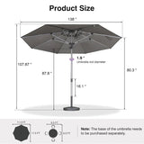 PURPLE LEAF Semi-Auto Outdoor Market Table Umbrella with Heavy-Duty Fabric