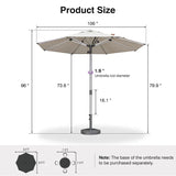 PURPLE LEAF Semi-Auto Outdoor Market Table Umbrella with Heavy-Duty Fabric