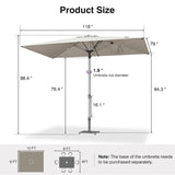 PURPLE LEAF Semi-Auto Outdoor Market Table Umbrella with Heavy-Duty Fabric